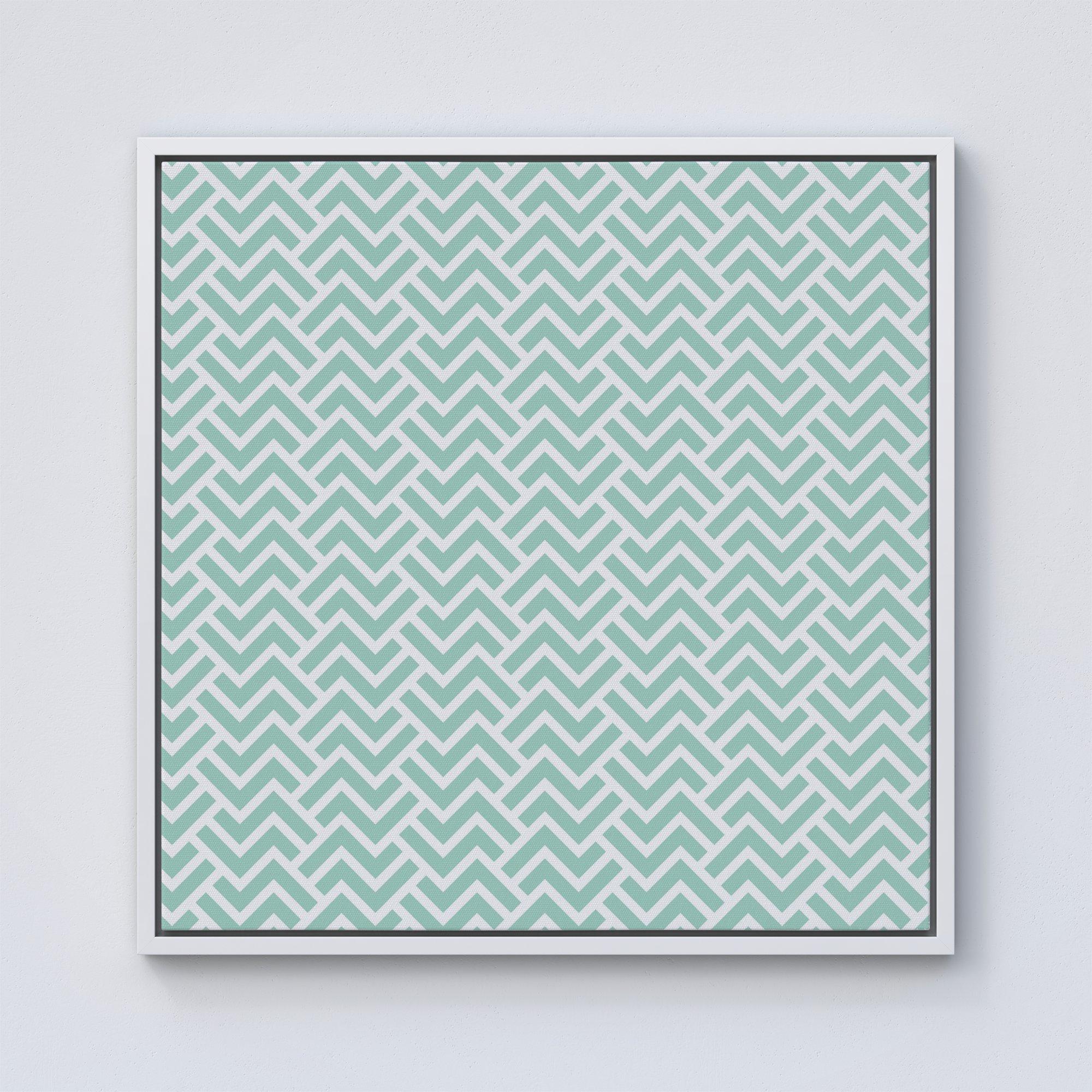 Green Geometric Pattern Framed Canvas